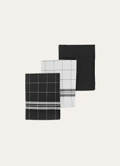 Clearance Bouchara LOT DE 3 TORCHONS EN COTON Noir