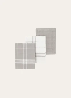 New Bouchara LOT DE 3 TORCHONS EN COTON GALET