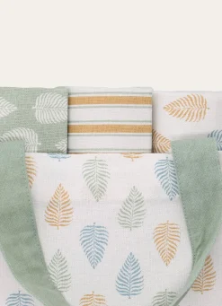 Hot Bouchara LOT DE 3 TORCHONS IMPRIMÉS MOTIF FEUILLES MULTICOLORE