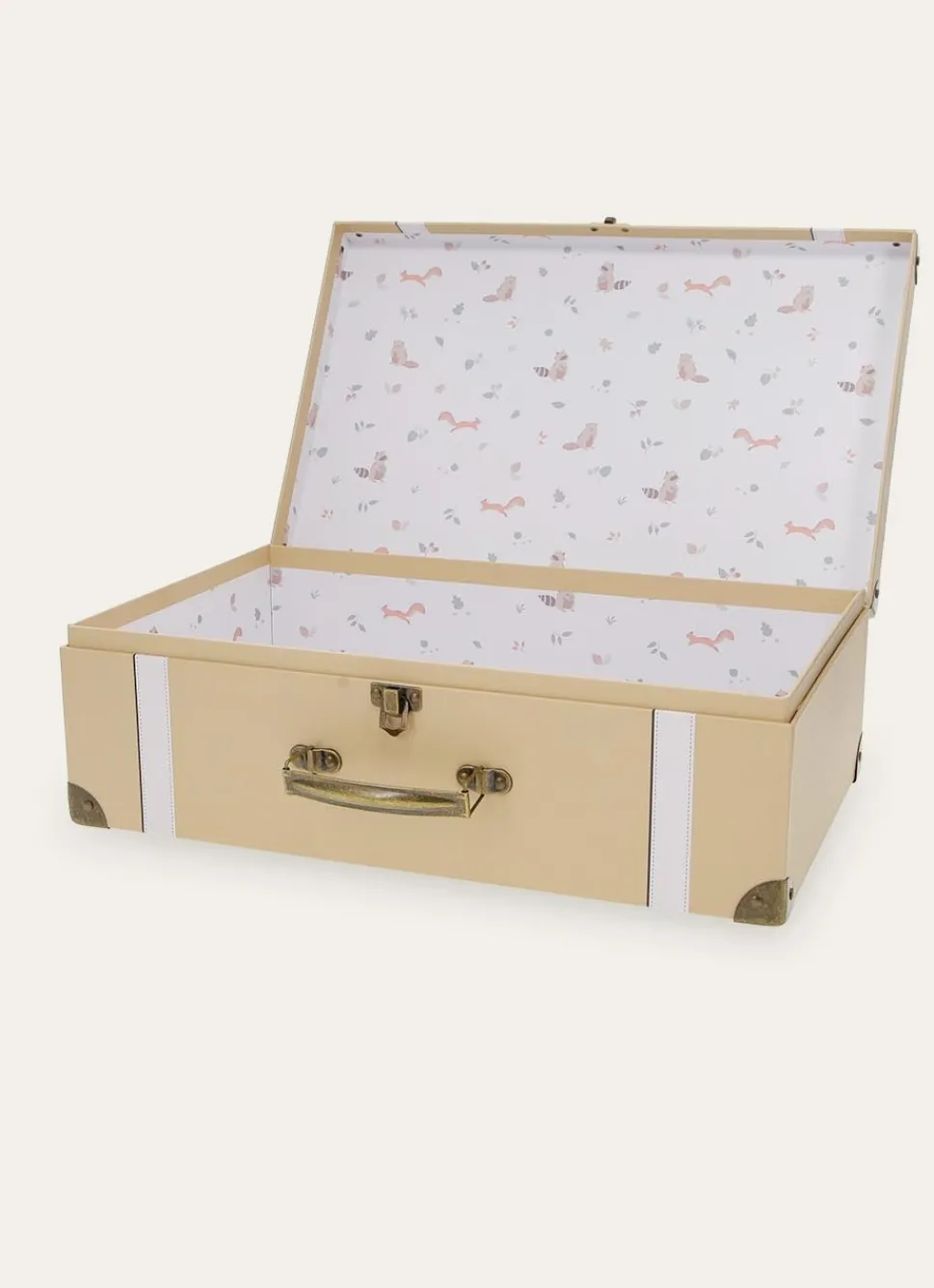 New Bouchara MALLE EN CARTON AVEC POIGNÉE EN MÉTAL BEIGE