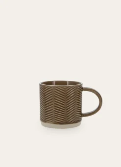 New Bouchara MUG EN GRÈS MOTIF CHEVRON RUSTIQUE MARRON