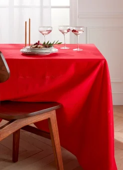 New Bouchara NAPPE À CARREAUX SCINTILLANTS OR ET ARGENT ROUGE