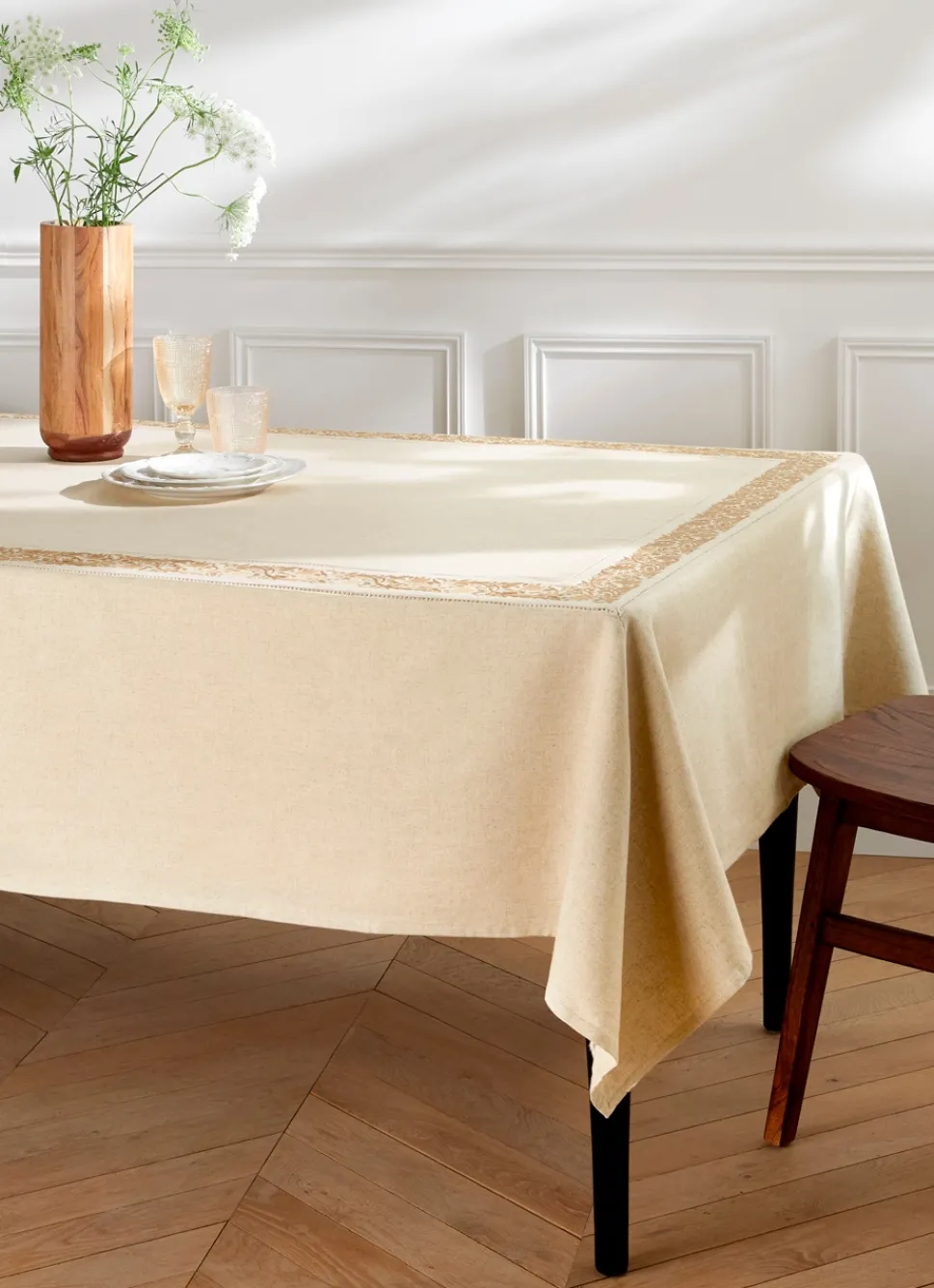 Best Bouchara NAPPE AJOURÉE ET BRODÉE EN COTON ET LIN NATUREL