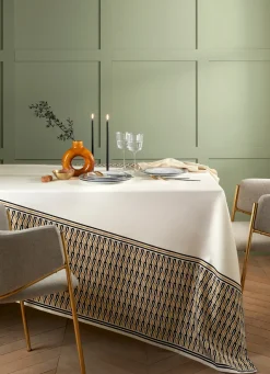 Online Bouchara NAPPE ANTI-TACHE MOTIF GÉOMETRIQUE ECRU