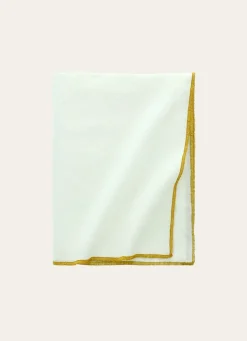 Best Bouchara NAPPE COTON ET LIN FINITION BOURDON GRAND FORMAT BLANC/ OR
