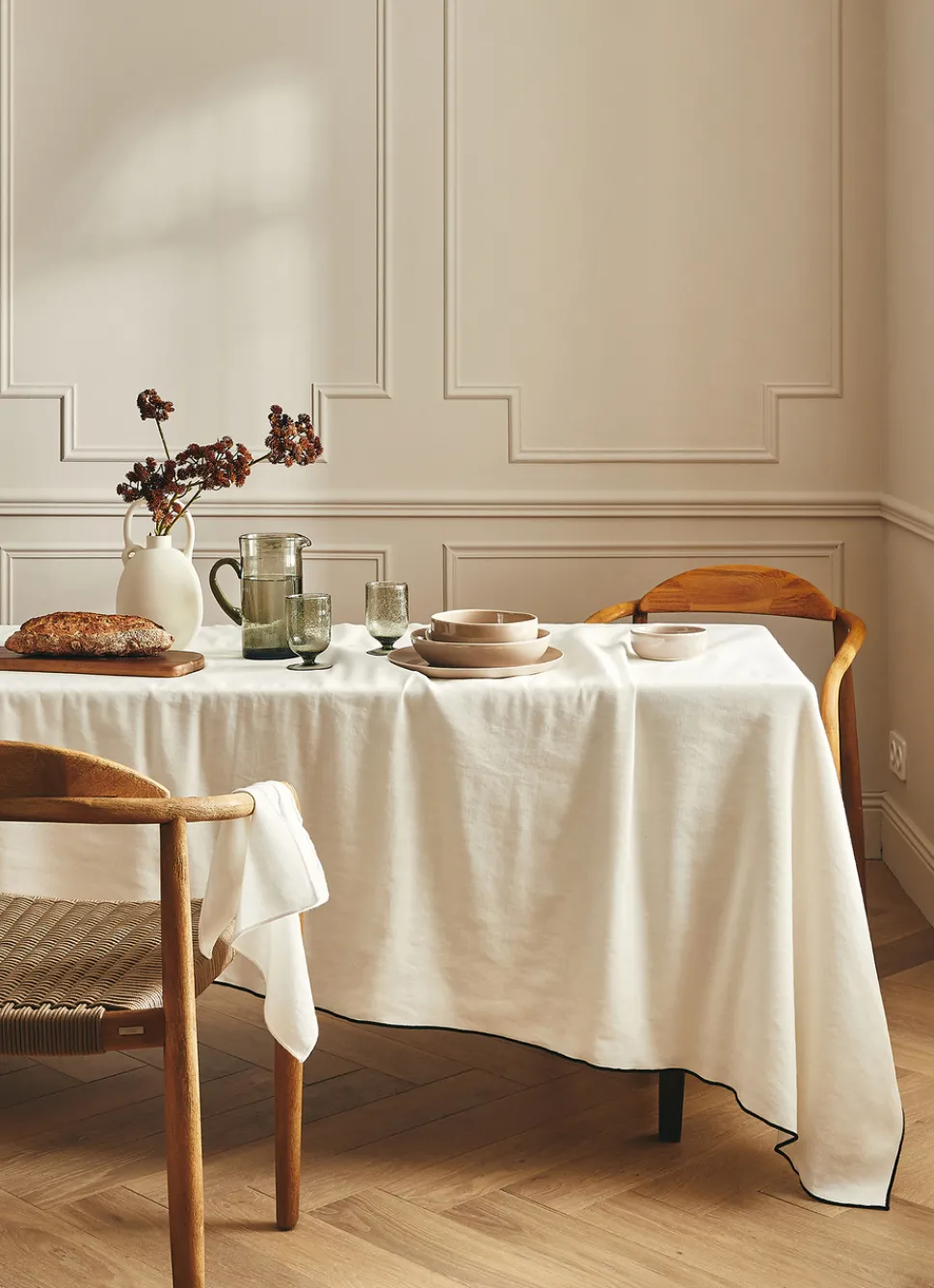 Online Bouchara NAPPE COTON LIN FINITION BOURDON MOYEN FORMAT BLANC/NOIR