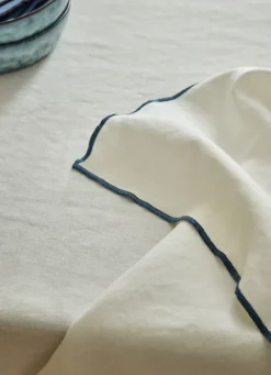 Hot Bouchara NAPPE COTON LIN FINITION BOURDON LAIT BLEU