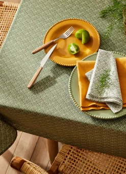 Sale Bouchara NAPPE EN COTON ENDUIT IMPRIMÉ PETITES FLEURS KAKI/BLANC