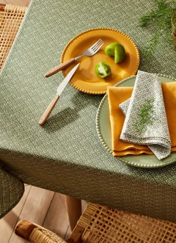 Sale Bouchara NAPPE EN COTON ENDUIT IMPRIMÉ PETITES FLEURS KAKI/BLANC