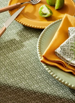 Sale Bouchara NAPPE EN COTON ENDUIT IMPRIMÉ PETITES FLEURS KAKI/BLANC