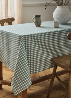 Discount Bouchara NAPPE EN COTON ENDUITE IMPRIMÉ VICHY AMANDE