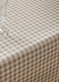 New Bouchara NAPPE EN COTON ENDUITE IMPRIMÉ VICHY BEIGE