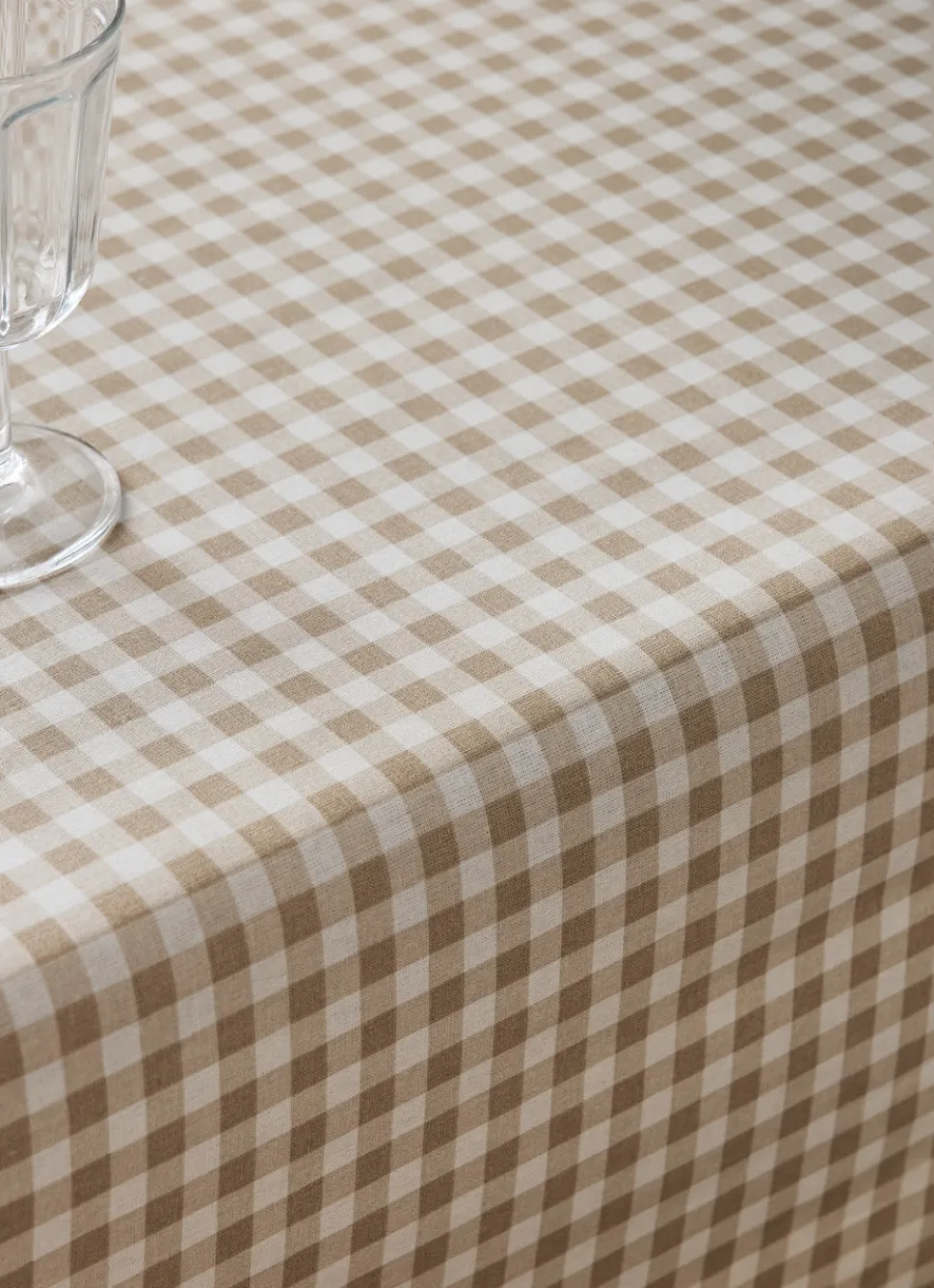 New Bouchara NAPPE EN COTON ENDUITE IMPRIMÉ VICHY BEIGE