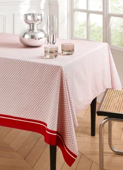New Bouchara NAPPE EN COTON ENDUITE MOTIF FANTAISIE BLANC/ROUGE