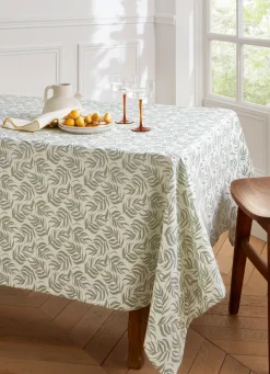 Bouchara NAPPE ENDUITE IMPRIMÉ FEUILLES CLOÉ BLANC/VERT
