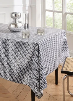 Bouchara NAPPE ENDUITE IMPRIMÉ GRAINS DE CAFÉ BLANC/MARINE