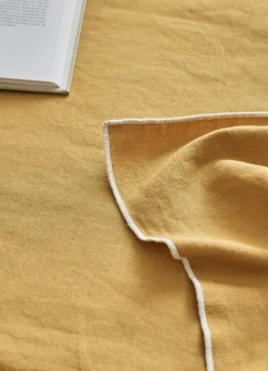 Online Bouchara NAPPE UNIE À BOURDON CONTRASTÉ EN COTON ET LIN OSIER