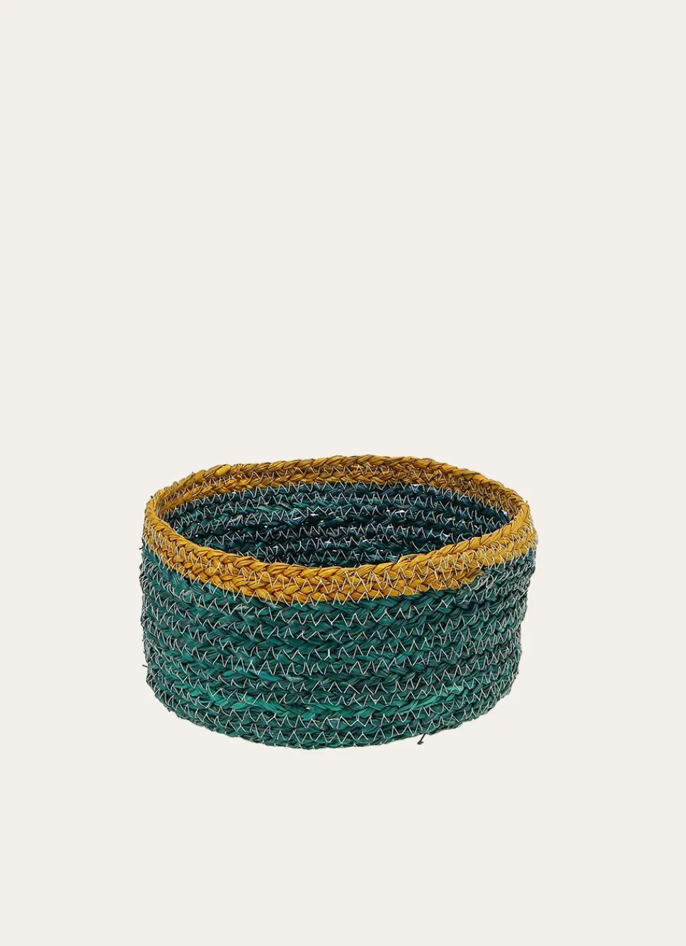 Outlet Bouchara PANIER EN FIBRES DE MAIS CONTRASTÉ TURQUOISE/JAUNE