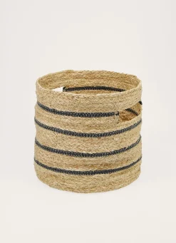 Clearance Bouchara PANIER EN FIBRES DE MAIS NATUREL/NOIR