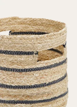Clearance Bouchara PANIER EN FIBRES DE MAIS NATUREL/NOIR