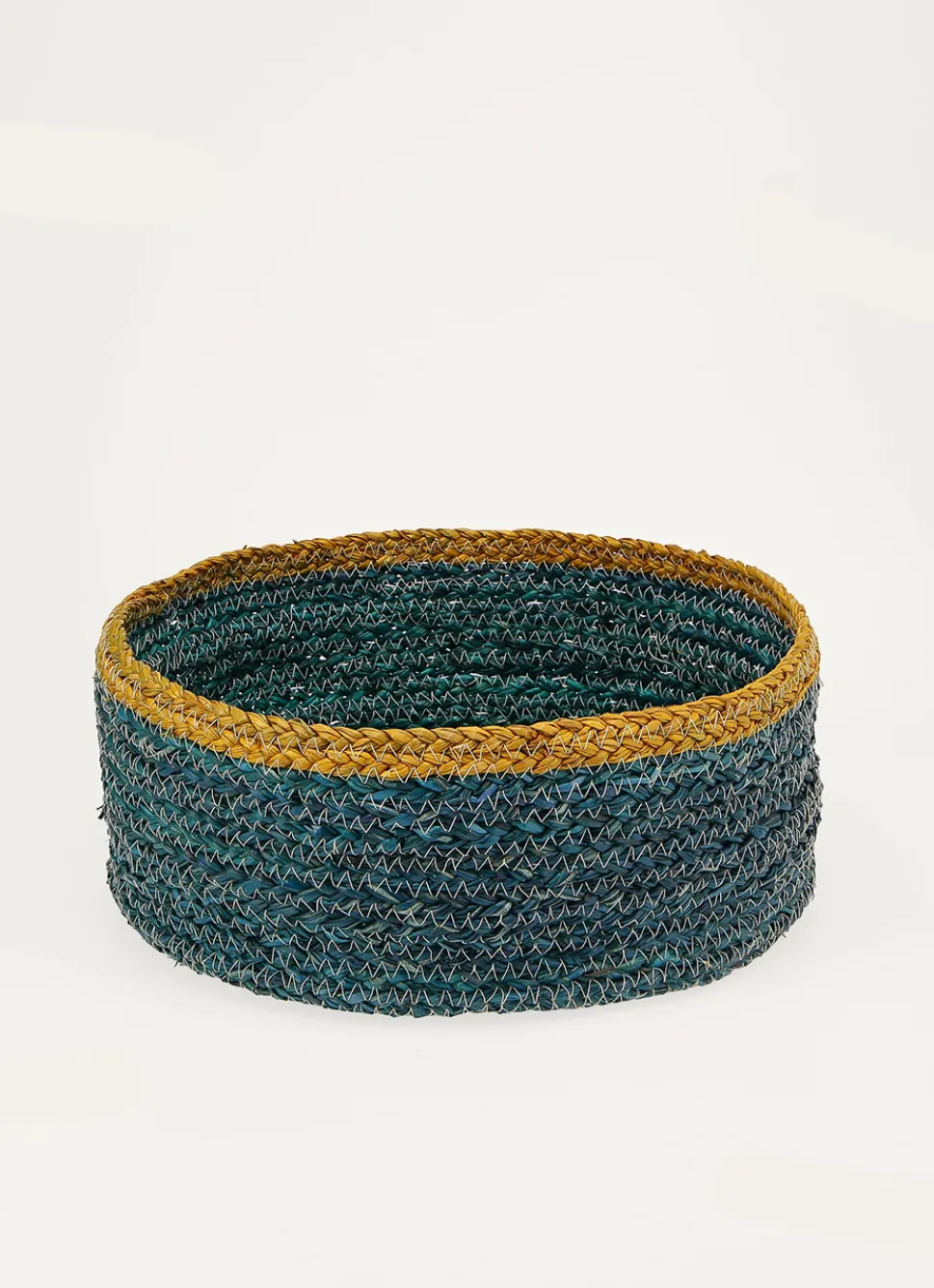 New Bouchara PANIER EN FIBRES DE MAÏS AVEC LISERET CONTRASTÉ BLEU