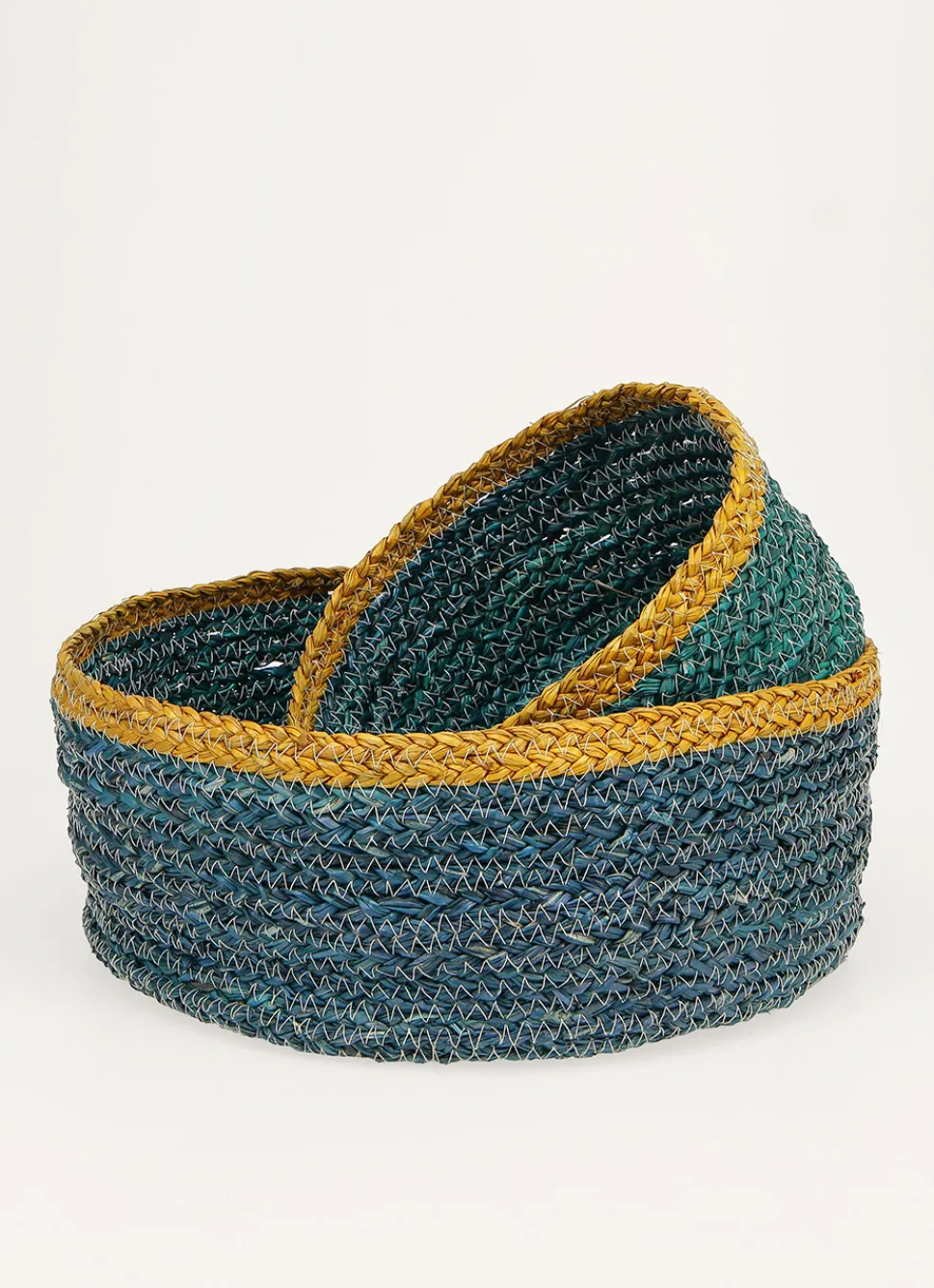 New Bouchara PANIER EN FIBRES DE MAÏS AVEC LISERET CONTRASTÉ BLEU