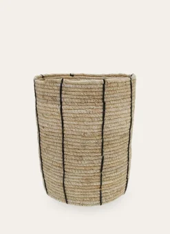Clearance Bouchara PANIER EN FIBRES DE MAÏS AVEC LIGNES NOIRES ECRU/NOIR