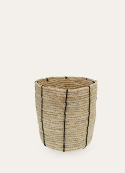 Hot Bouchara PANIER EN FIBRES DE MAÏS AVEC LIGNES ECRU/NOIR