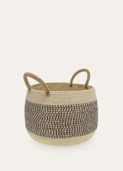 New Bouchara PANIER ROND AVEC ANSES EN CORDE TAILLE S ECRU/NOIR