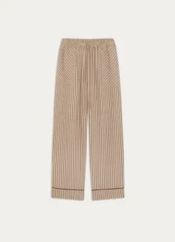 Bouchara PANTALON DROIT EN COTON À RAYURES BEIGE