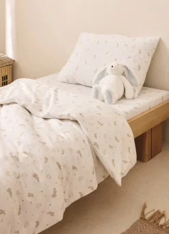 Bouchara PARURE DE LIT BÉBÉ EN JERSEY IMPRIMÉ LAPIN BLANC
