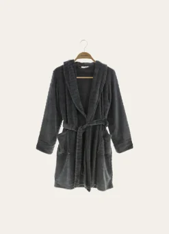 Best Bouchara PEIGNOIR COURT EN VELOURS POLAIRE CHARBON