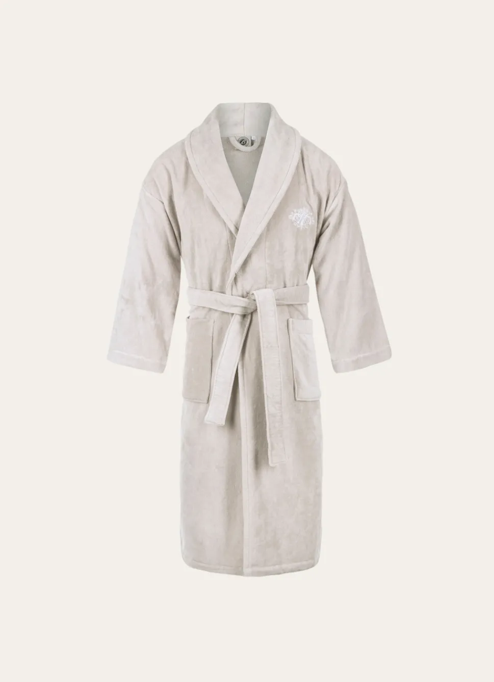 Bouchara PEIGNOIR DE BAIN BRODÉ EN ÉPONGE 400GR GRIS CLAIR