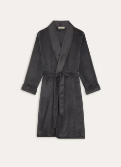 Online Bouchara PEIGNOIR EN POLAIRE AVEC DÉTAIL SATIN GRIS