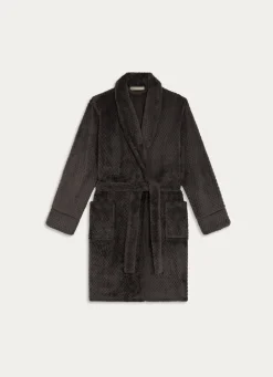 Outlet Bouchara PEIGNOIR EN POLAIRE EMBOSSÉ MOUTO GRIS ANTHRACITE