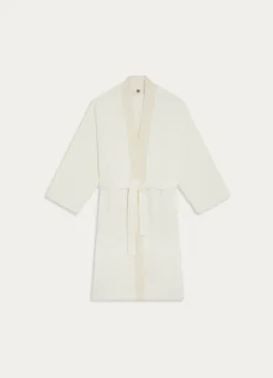 Clearance Bouchara PEIGNOIR KIMONO BORDURE JACQUARD SHEHERAZADE BLANC CASSÉ