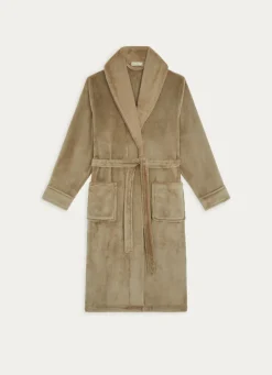 Best Bouchara PEIGNOIR POLAIRE AVEC COL EN FAUSSE FOURRURE ARGILE