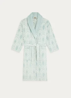 Outlet Bouchara PEIGNOIR SERENA EN JACQUARD COL CHÂLE BLEU CLAIR