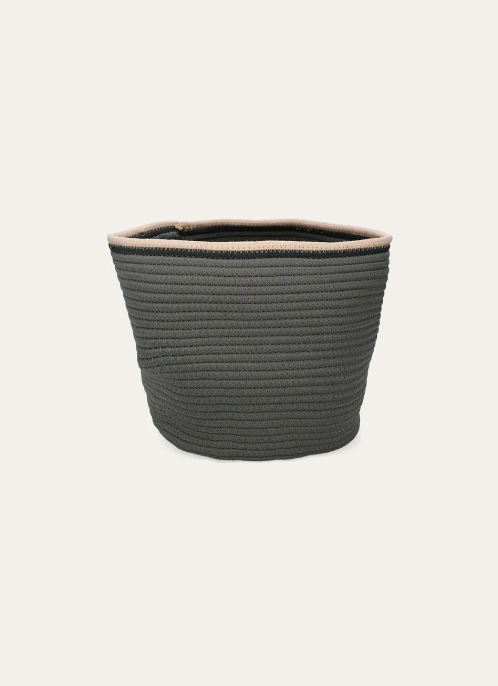 Bouchara PETIT PANIER EN CORDE DE COTON BORDS CONTRASTÉS VERT DE GRIS