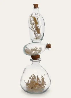 Hot Bouchara PETITE BOUTEILLE EN VERRE AVEC FLEURS SÉCHÉES TRANSPARENT