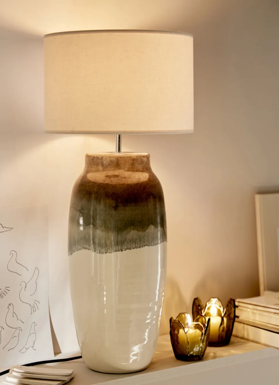 Bouchara PHOTOPHORE EN VERRE COLORÉ FORME PÉTALES DE FLEUR vert