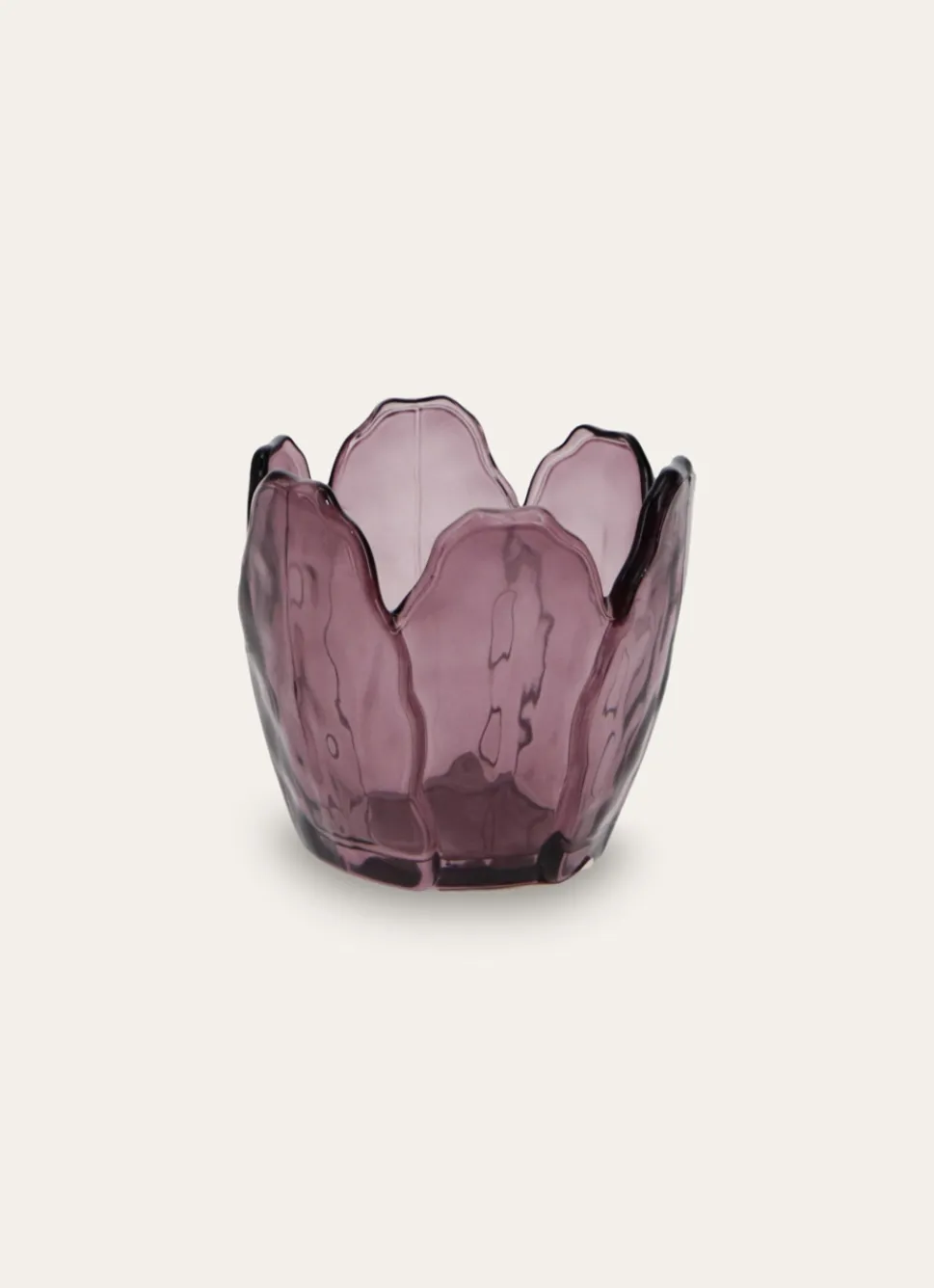 Outlet Bouchara PHOTOPHORE EN VERRE COLORÉ FORME PÉTALES DE FLEUR PRUNE