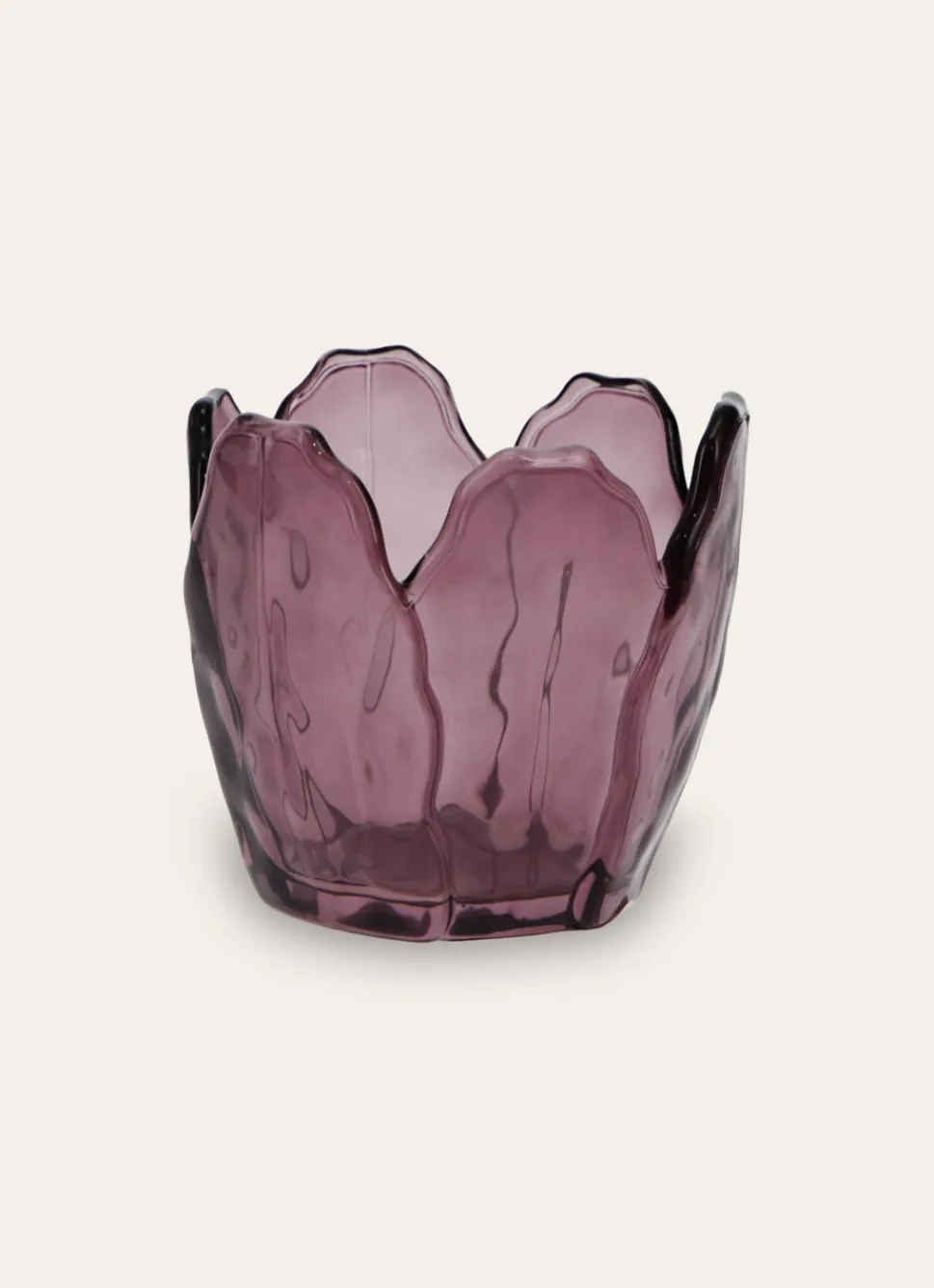 Outlet Bouchara PHOTOPHORE EN VERRE COLORÉ FORME PÉTALES DE FLEUR PRUNE