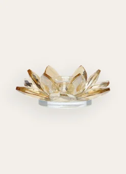 New Bouchara PHOTOPHORE FLEUR EN VERRE SCULPTÉ AMBRE