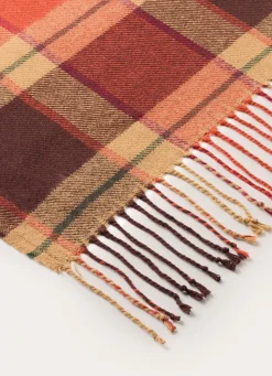 Online Bouchara PLAID À CARREAUX AVEC FINITIONS FRANGÉES ROUILLE
