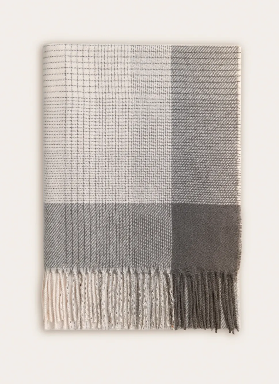 Clearance Bouchara PLAID À CARREAUX FINITIONS FRANGÉES TRAIL GREGE