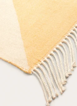 Discount Bouchara PLAID À FRANGES TISSÉ TEINT MOTIF GÉOMÉTRIQUE MOUTARDE