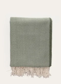 Sale Bouchara PLAID À MOTIFS JACQUARD MOSAÏQUES ET CHEVRONS MOSA VERT