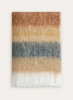 New Bouchara PLAID À RAYURES EFFET MOHAIR GREGE