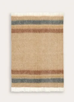 New Bouchara PLAID À RAYURES EFFET MOHAIR GREGE